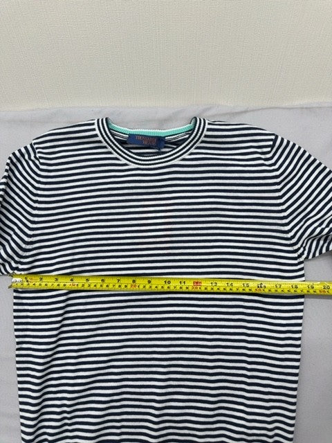 Trussardi Jeans Men's Navy White Striped Crewneck Cotton Sweater L Italy