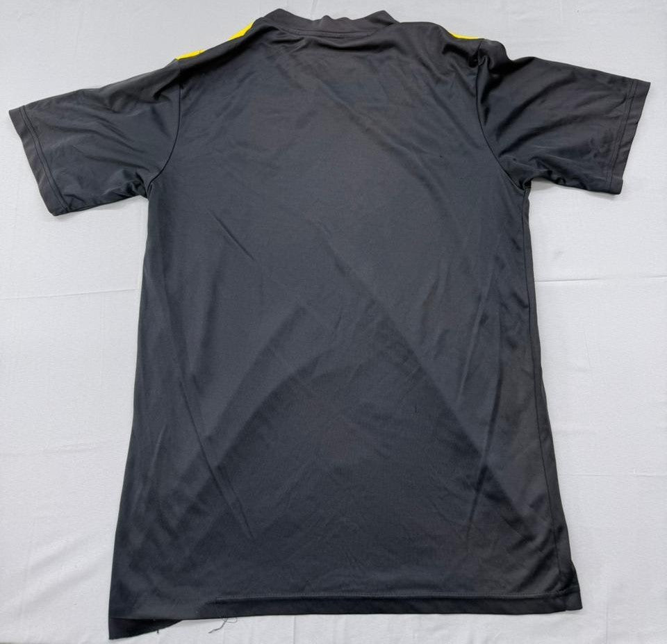 Nike Men's Black Color Block Athletic T-Shirt L Yellow Panels Swoosh