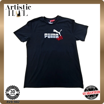 Puma Black Logo Crew Neck Tee Men's L Short Sleeve Turkey