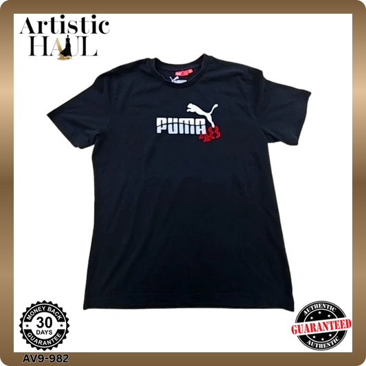 Puma Black Logo Crew Neck Tee Men's L Short Sleeve Turkey