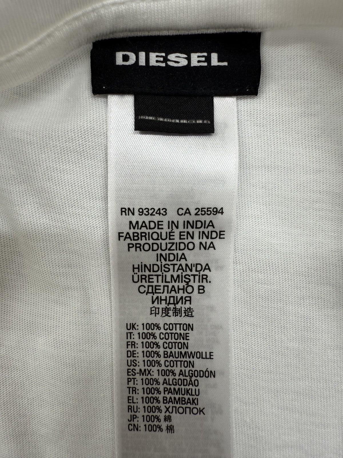 Diesel Men's White Graphic Print Short Sleeve T-Shirt S Cotton