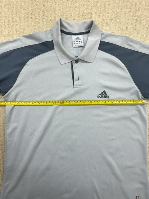 Adidas Men's Grey Short Sleeve Polo Shirt Size M Button-Down