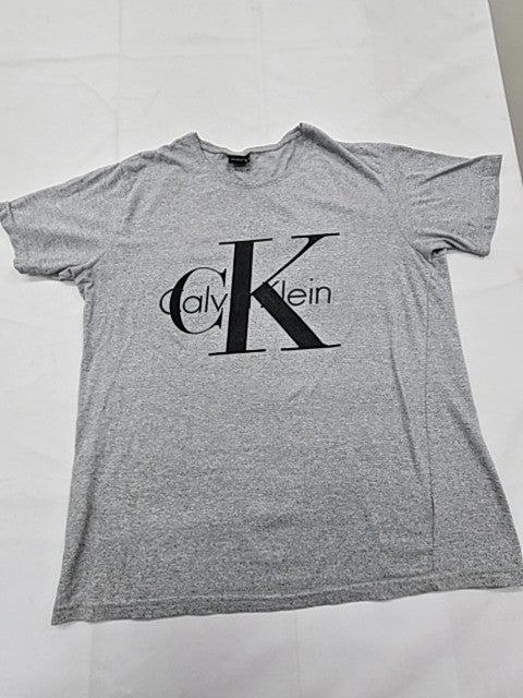 Calvin Klein Jeans Men's Gray T-Shirt – Size XL, Logo, Short Sleeve