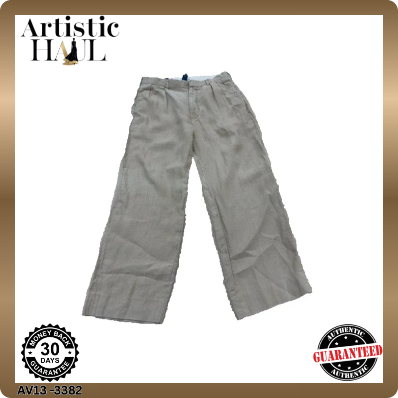 Polo Ralph Lauren Men's Beige Pleated Linen Pants Straight Leg Reg