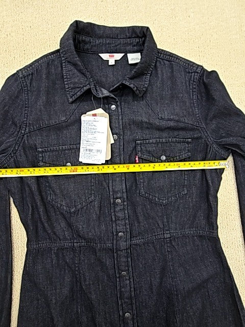Levi's Women's Blue Denim Shirt Dress S Long Sleeve Knee Length
