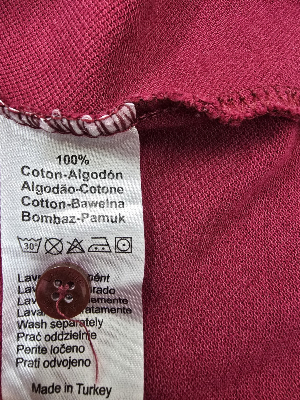 Lacoste Men's Polo Shirt Size 6 Maroon Short Sleeve Cotton