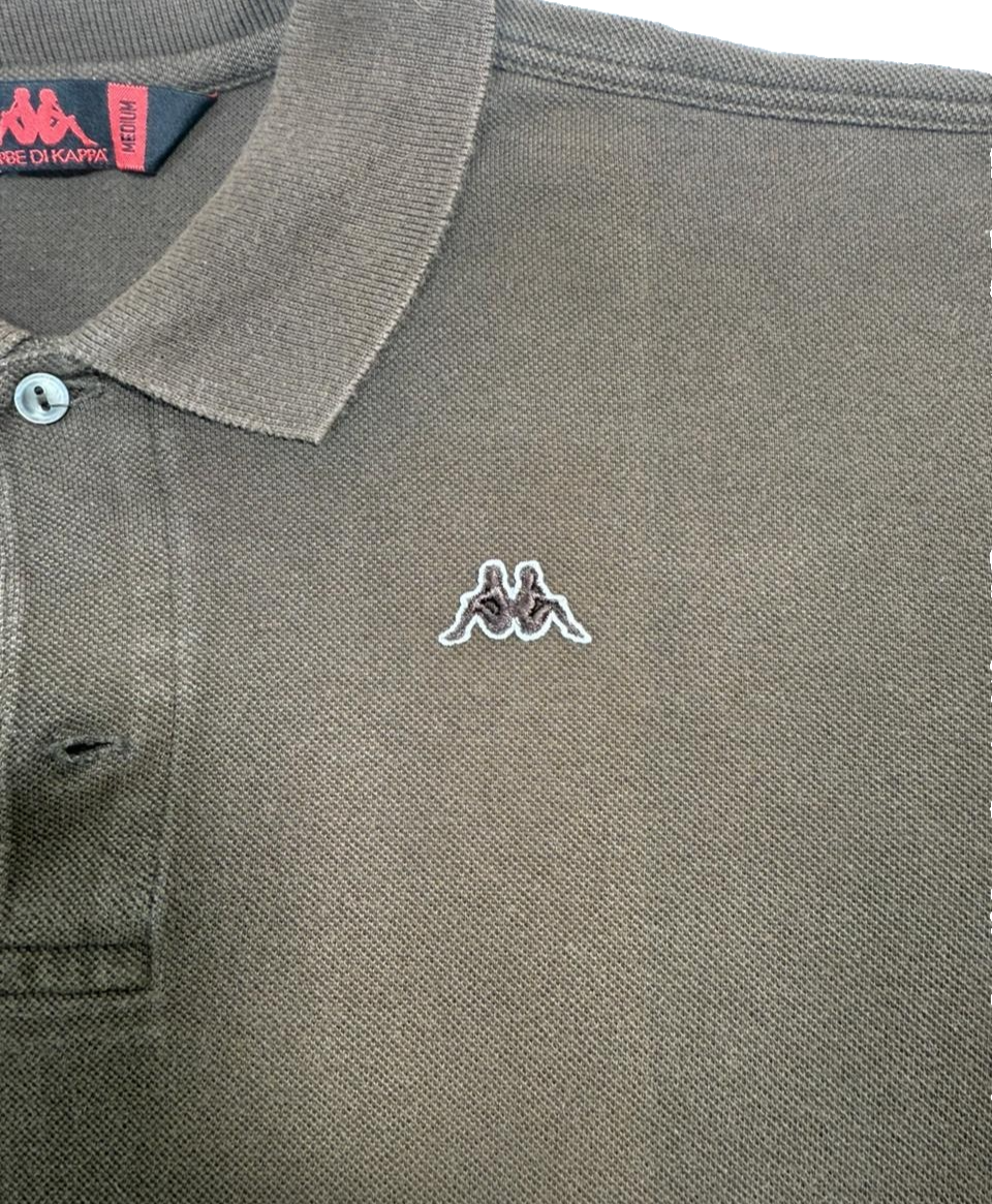 Kappa Men's Brown Long Sleeve Pique Polo Embroidered Logo Size M