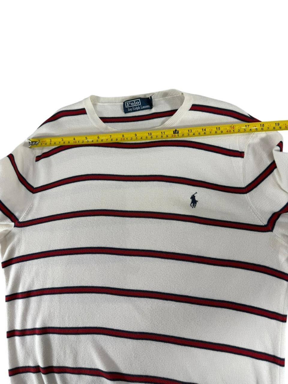 Polo Ralph Lauren Men's Striped Crewneck Sweater White Red Navy Size Large