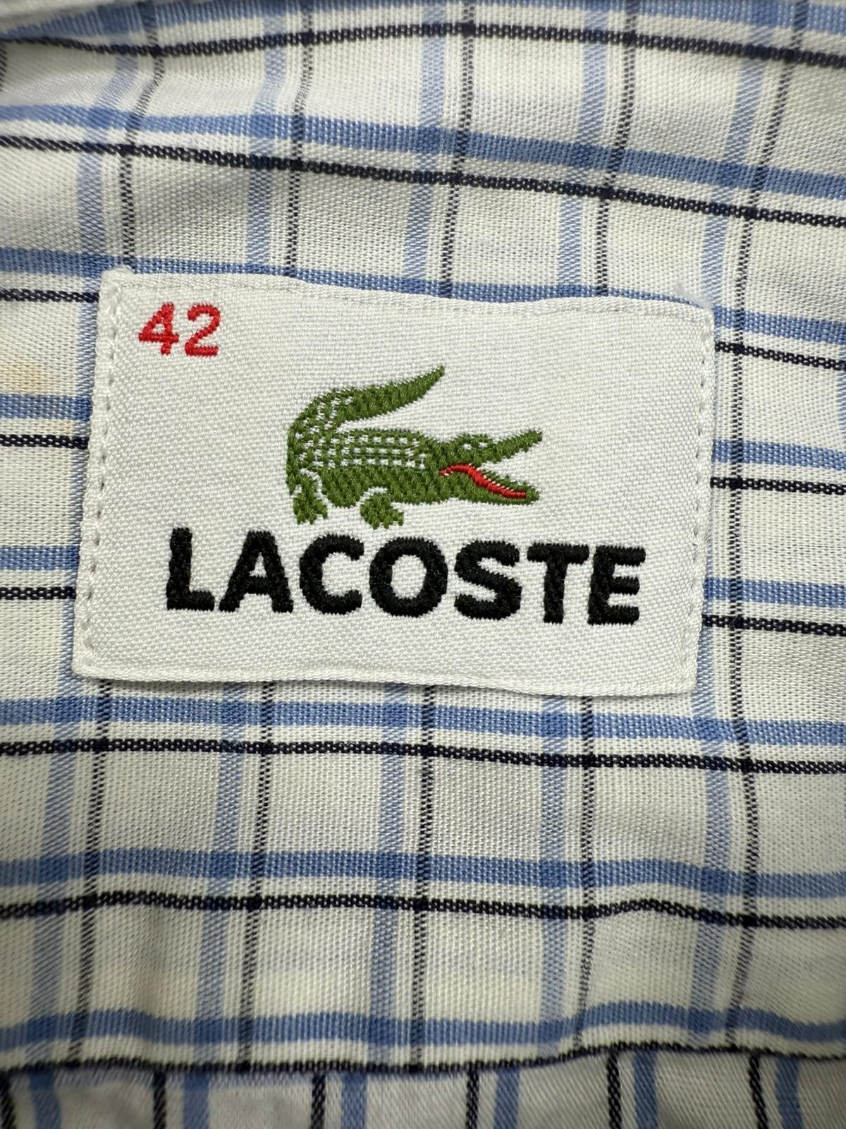 Lacoste Men's Blue White Checkered Short Sleeve Shirt Size 42