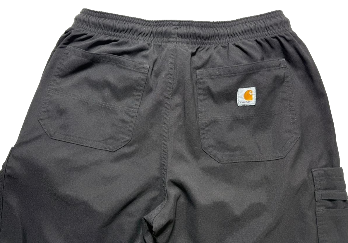 Carhartt Teens Black Cargo Work Pants Elastic Ankles Multi-Pocket Design Size S
