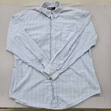 Polo Ralph Lauren Men's Light Blue Plaid Long Sleeve XL Cotton Shirt