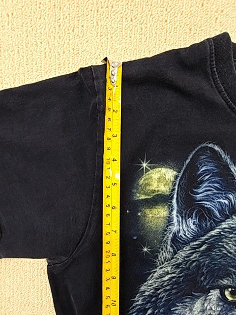 Rock Chang Black Wolf Graphic T-Shirt Medium Cotton Crew