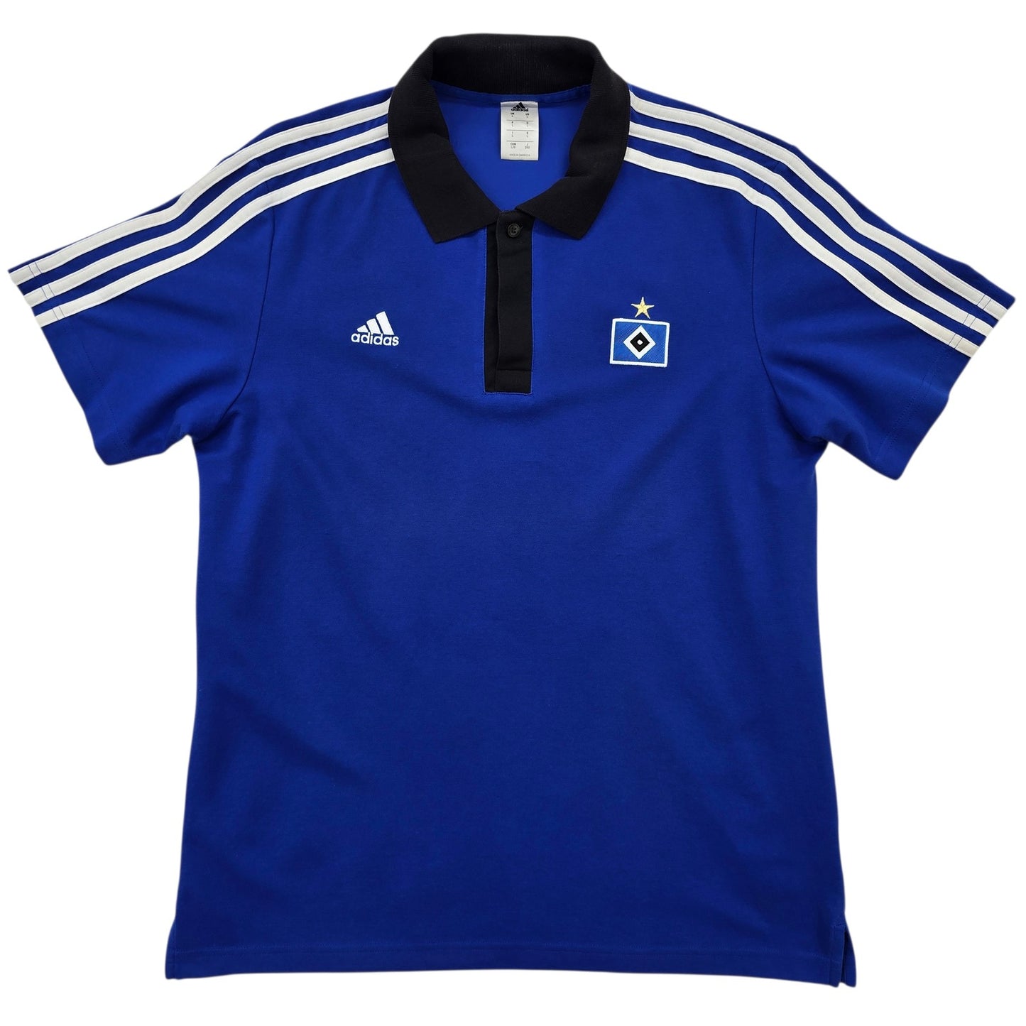Adidas Men's Royal Blue Polo Short Sleeve Shirt Size L Three Stripes