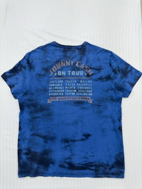 Johnny Cash Unisex Navy Blue Tie Dye All Star Tour XL Vintage