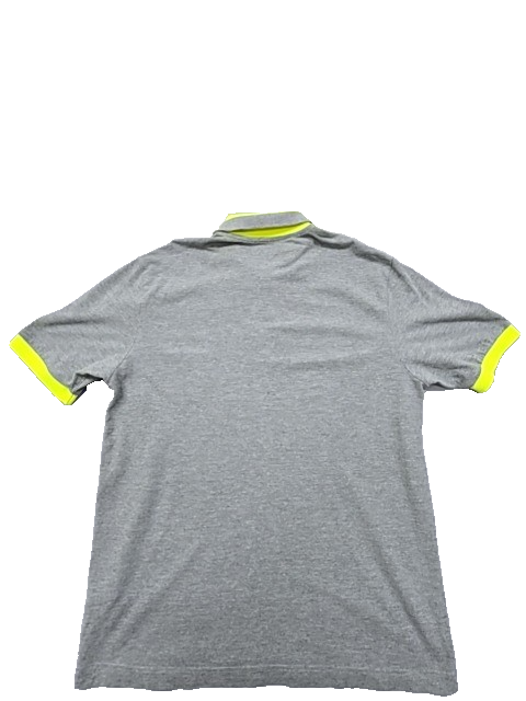 Kappa Unisex Grey Yellow Accent Cotton Polo Shirt Size L Short Sleeve