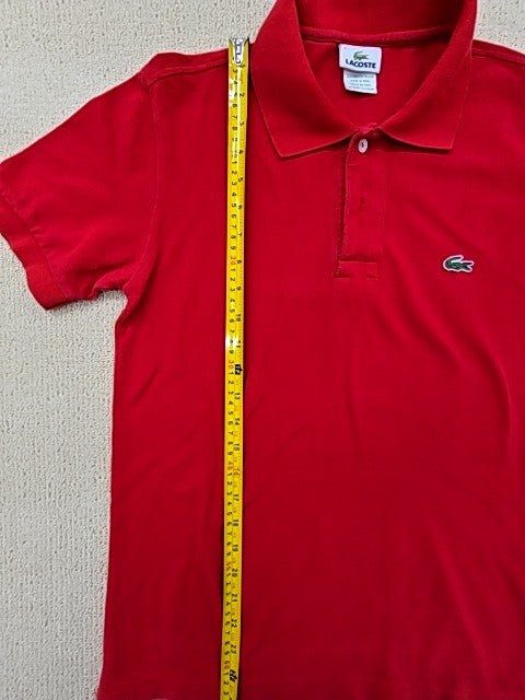 Lacoste Men's Red Cotton Short Sleeve Polo Shirt Regular