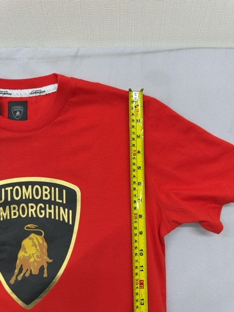 Lamborghini Red Logo T-Shirt Men's M Short Sleeve Crew Neck B3XWBTZ-3043