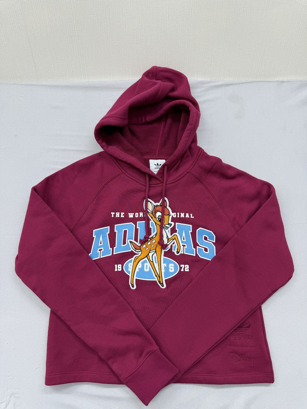 Adidas Disney Bambi Maroon Cropped Hoodie Women's L Originals