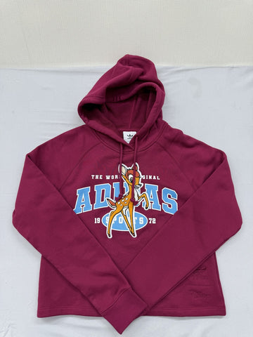 Adidas Disney Bambi Maroon Cropped Hoodie Women's L Originals