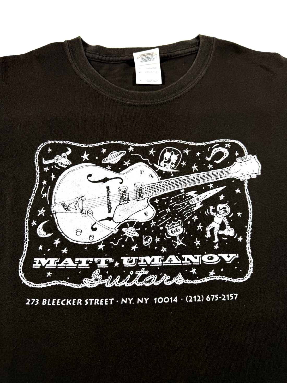 Matt Umanov Guitars T-Shirt Bleecker Street Nyc Black Printed On Gildan Small
