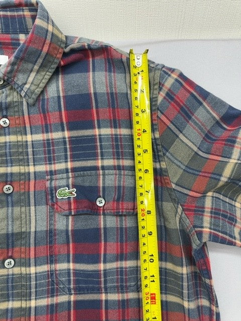 Lacoste Men's Size 39 Multicolor Plaid Flannel Long Sleeve Button-Down Shirt