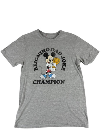 Disney Mickey Mouse Men's Graphic T-Shirt Gray Short Sleeve Cartoon Size Small