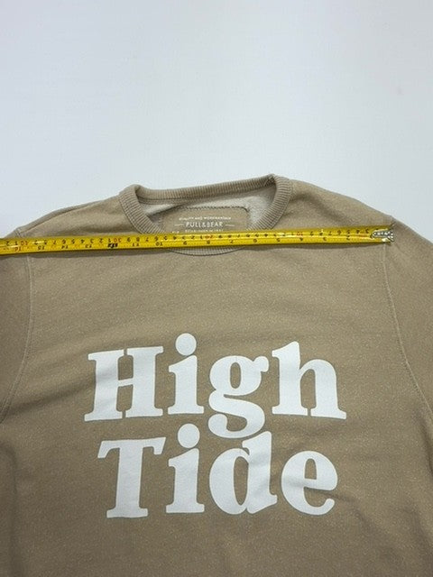 Pull&Bear Boys Tan Graphic Crew Sweatshirt Size S Pullover