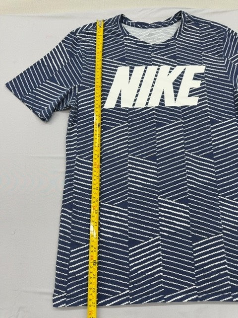Nike Women's Navy Blue White Striped T-Shirt Size M Relaxed Fit