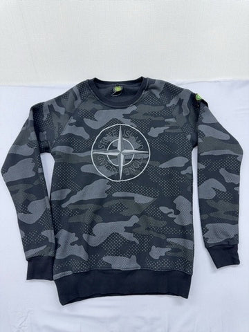 Stone Island Sweatshirt Camo Compass Badge Crew Neck M Grey