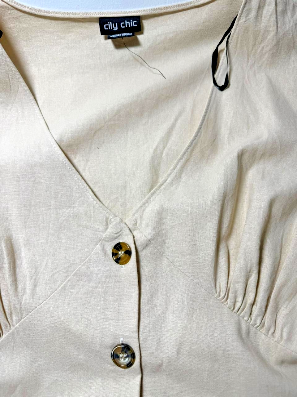 Korean Summer V-Neck Relaxed Maxi Oat Beige Dress - Size M