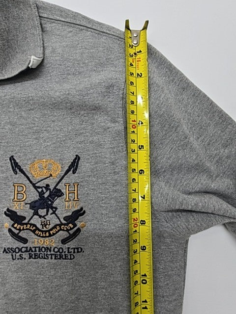 Byerly Hills Polo Club Mens Gray Logo Long Sleeve Polo Shirt Size M EUC