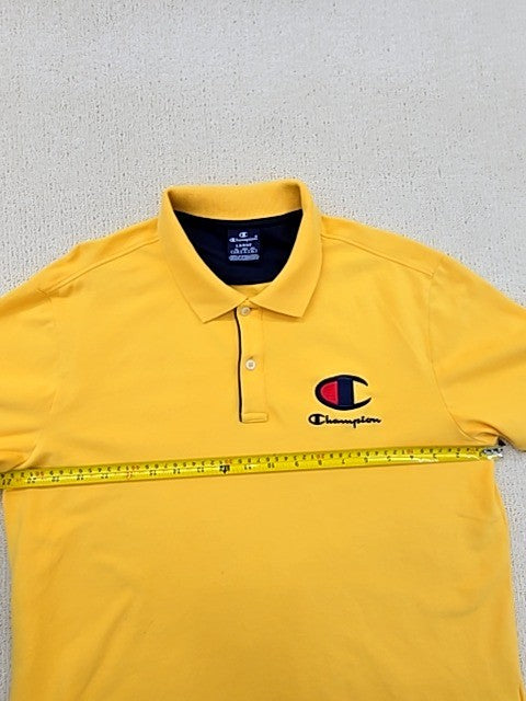 Champion Yellow Short Sleeve Polo Shirt Large Button Pocket Solid NWT