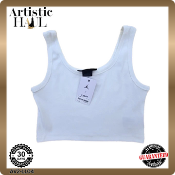 Jordan Women's Cropped Ribbed Tank Top White M Sleeveless