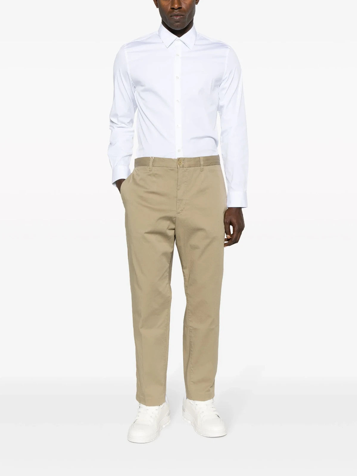 Lacoste logo-patch cotton blend shirt slim fit - Size 44