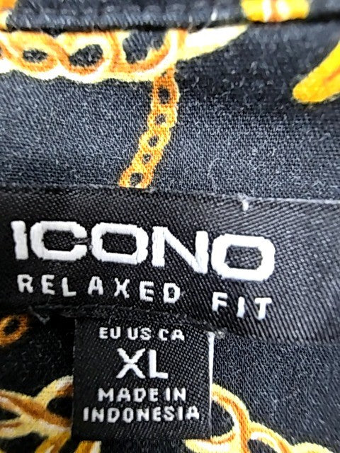Icon Men's Black Chain Link Relaxed Fit Short Sleeve Shirt XL