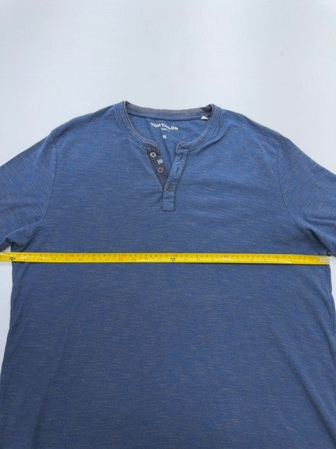 Tom Tailor Mens Blue Henley Polo Long Sleeve Size 3XL Excellent Condition