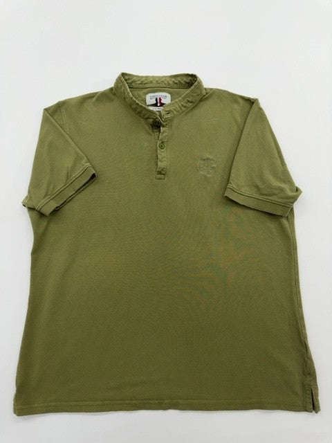 Enrico Coveri Boys Olive Polo Shirt Size M Button Front Logo