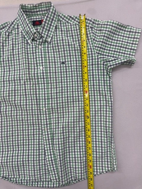 Robe di Kappa Men's Green Plaid Short Sleeve Button-Down M Cotton