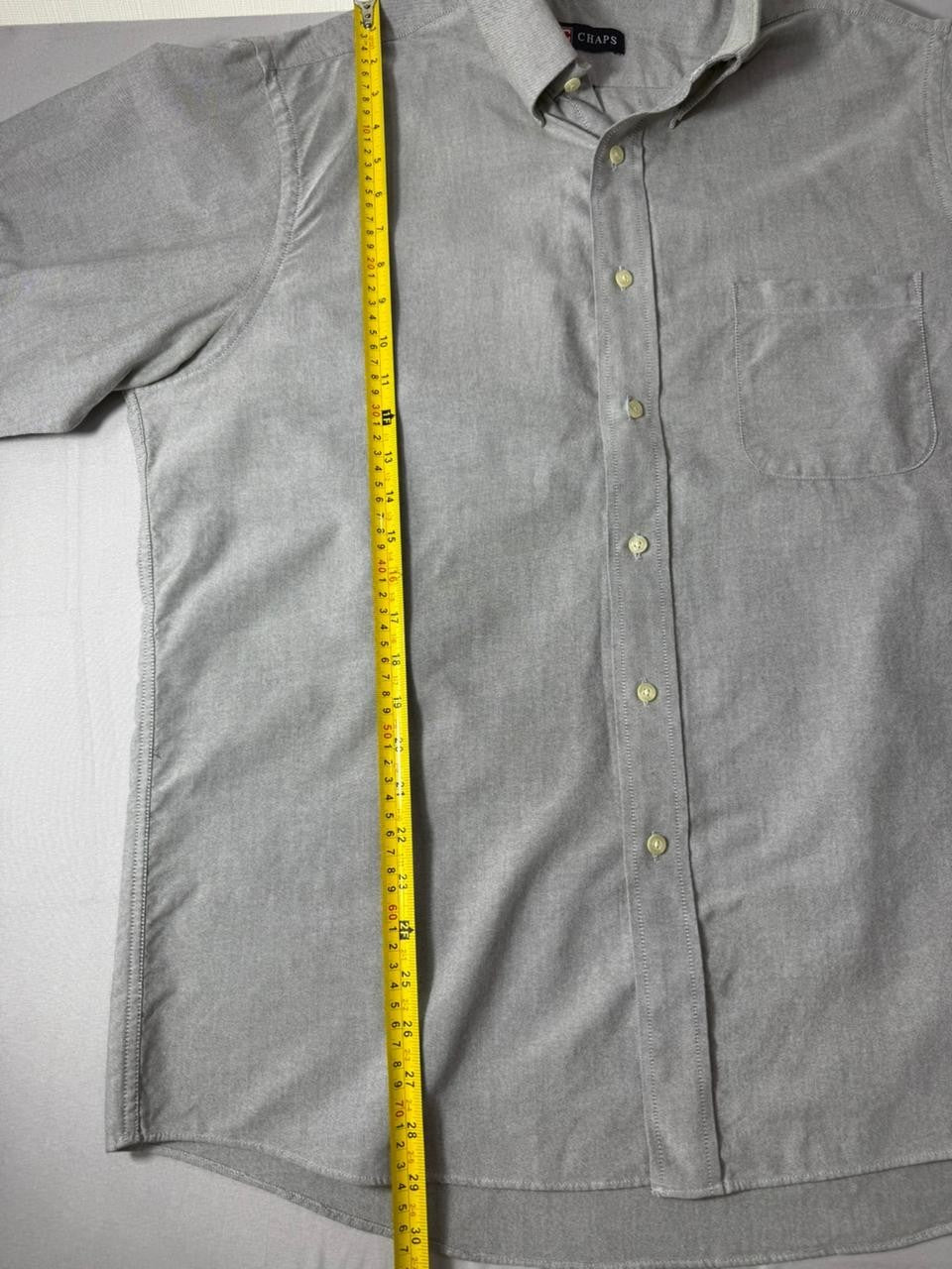 Chaps Gray Oxford Shirt Men's Large Wrinkle Free Button Down Long Sleeve