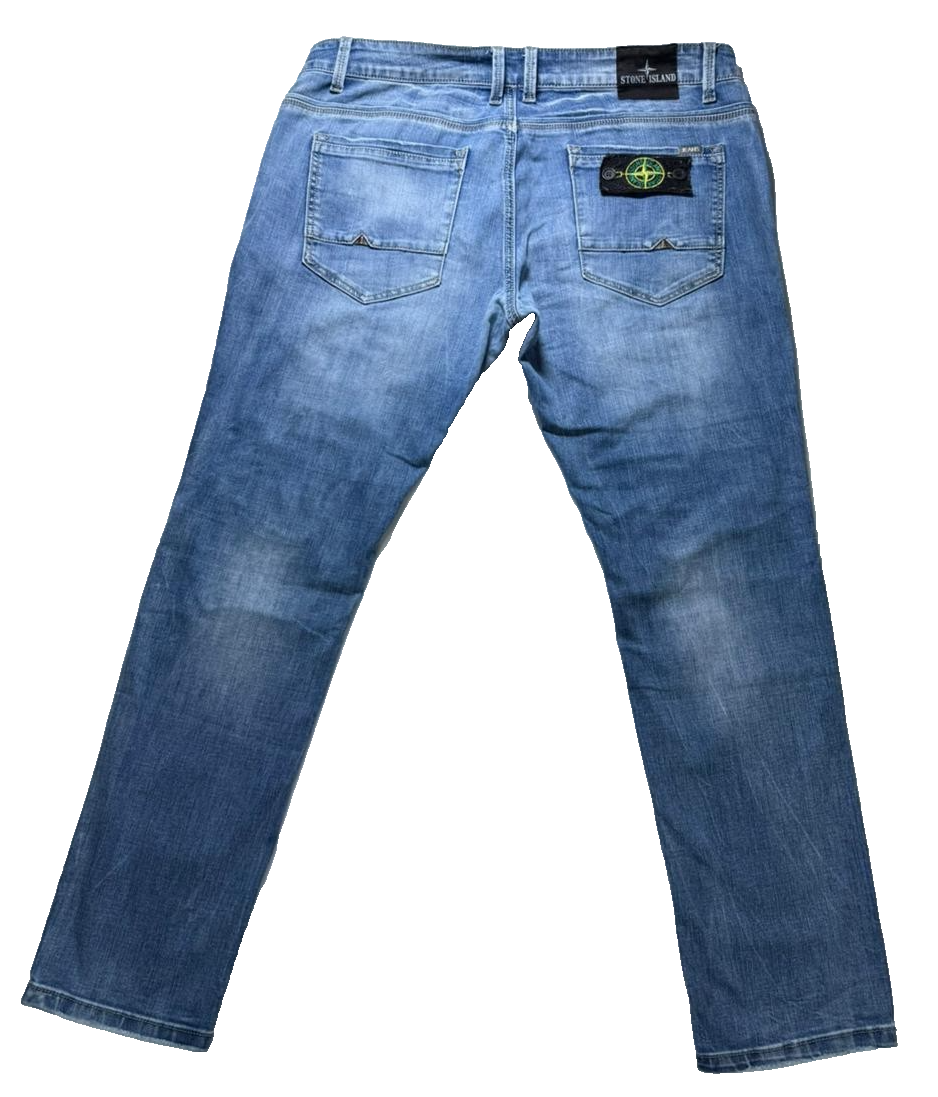 Stone Island Men's Distressed Ripped Jeans Blue Denim Slim Fit