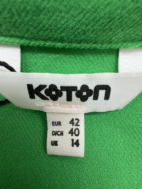 Koton Green Oversized Shirt Jacket EU 42 Snap Button Long Sleeve