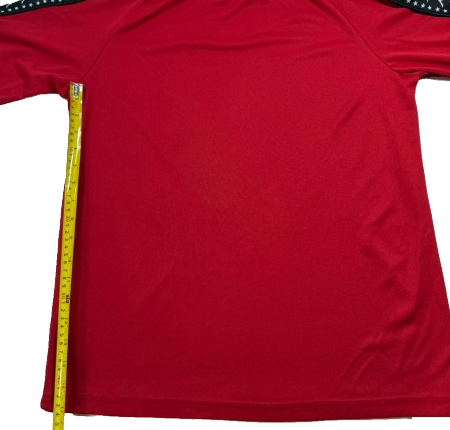 Kappa Men's Red Banda Long Sleeve Shirt White Logo Taped Sleeves Stars Size M