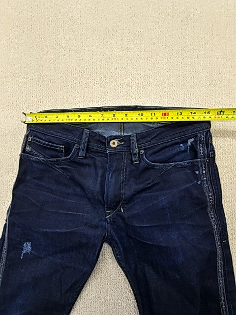 Diesel Men's Dark Blue Distressed Straight Jeans 28x34 Vintage