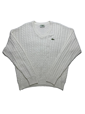 Vintage Sweater Tennis Lacoste White Long Sleeve