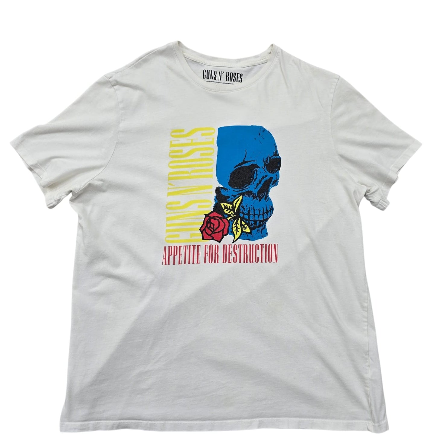 Guns N' Roses Women's White Skull Graphic T-Shirt Size L