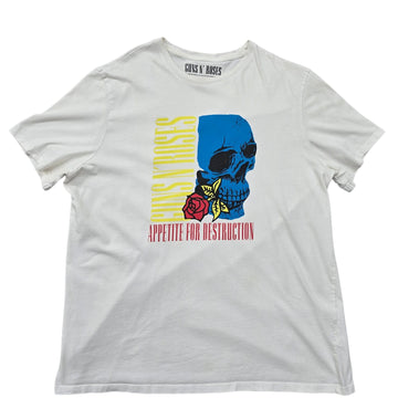Guns N' Roses Women's White Skull Graphic T-Shirt Size L