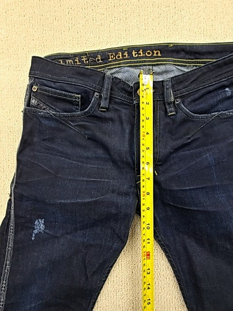 Diesel Men's Dark Blue Distressed Straight Jeans 28x34 Vintage