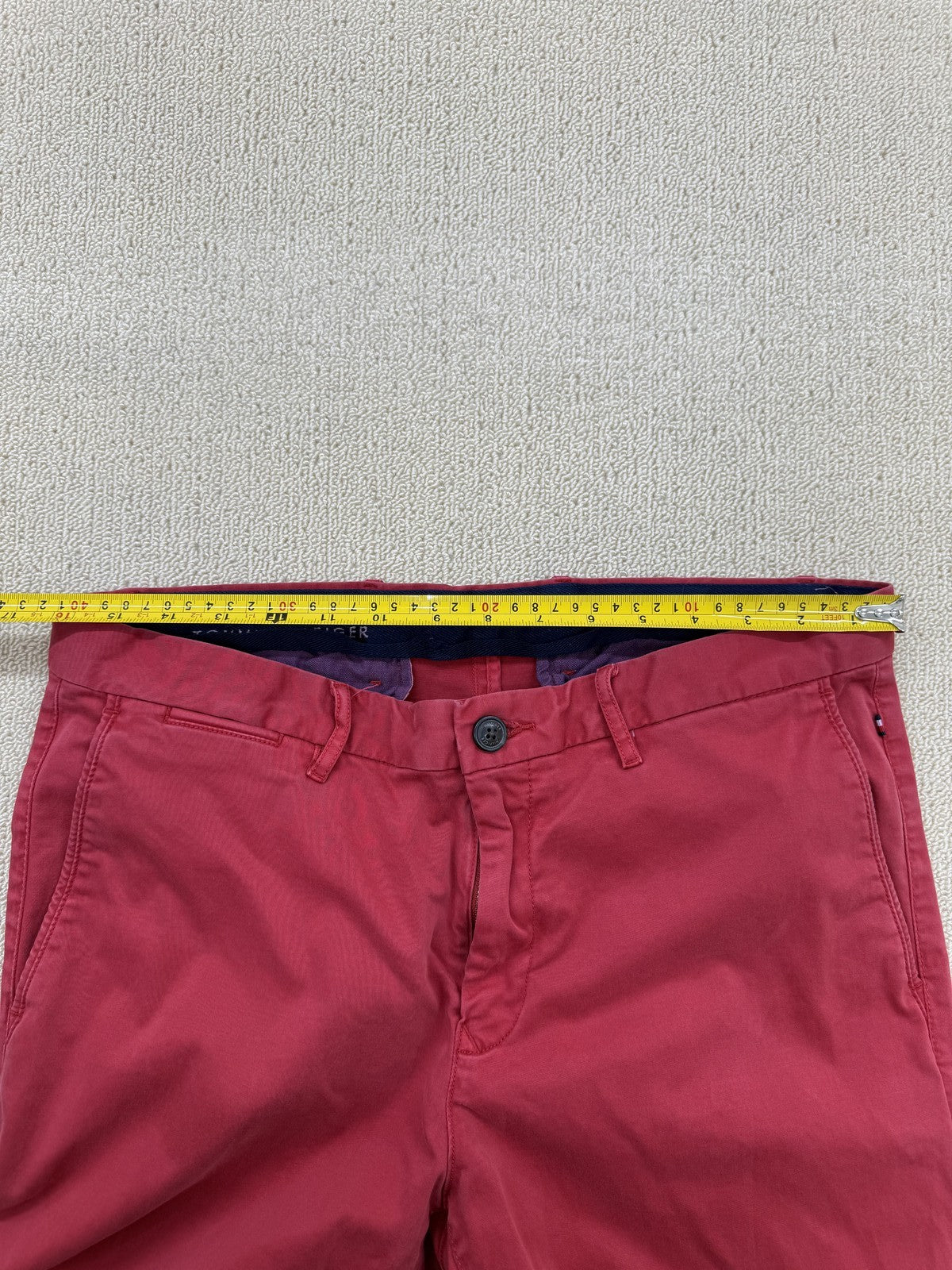 Tommy Hilfiger Men's Medium Red Chino Pants 34x34 Straight Fit Twill