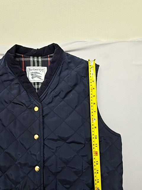 Burberry Women's Navy Quilted Vest Gold Accents 31.5" Chest