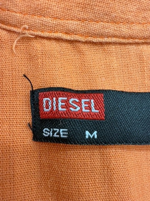 Diesel Men's Orange Short Sleeve Button-Down Shirt Size M Regular